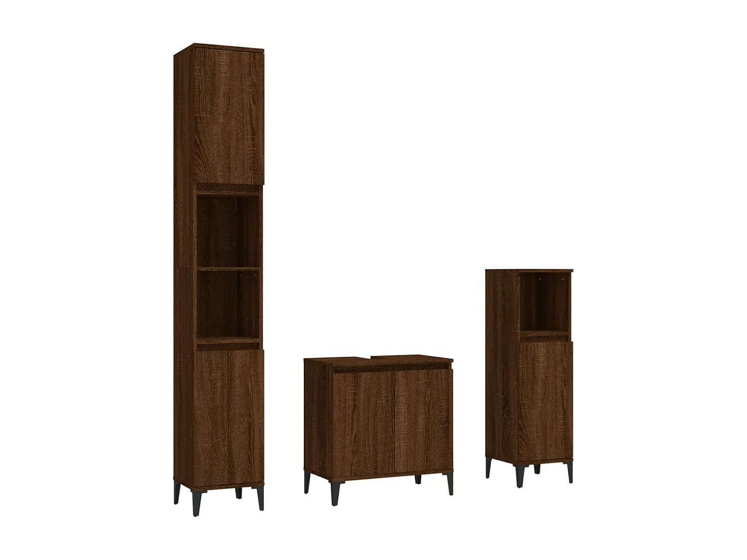 Ensemble de meubles de salle de bain 3 pcs Chêne marron