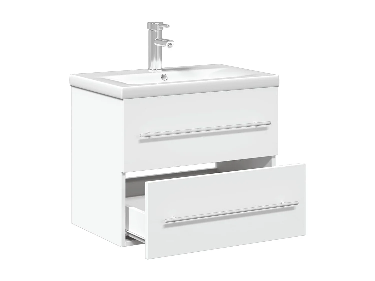 Armoire lavabo de salle de bain avec bassin intégré blanc