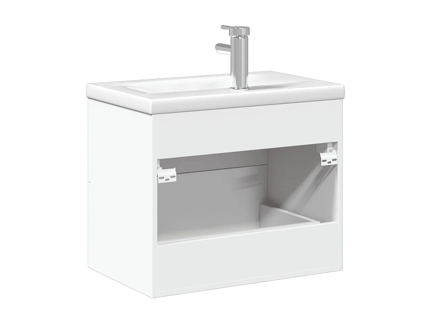 Armoire lavabo de salle de bain avec bassin intégré blanc