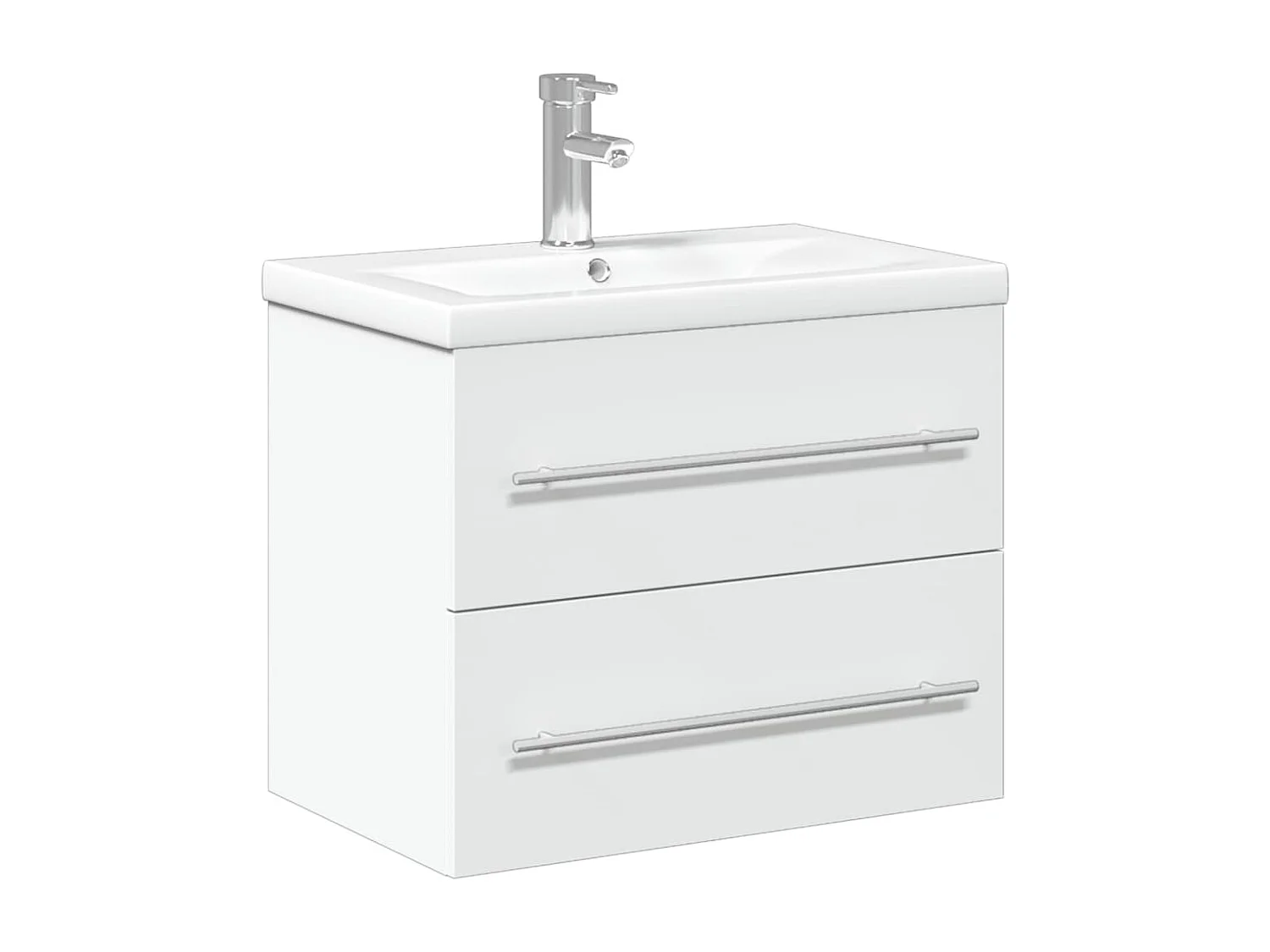Armoire lavabo de salle de bain avec bassin intégré blanc