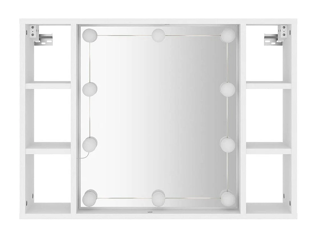 Mueble con espejo y luces LED blanco 76x15x55 cm