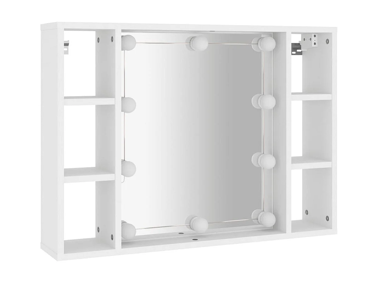 Armário espelhado com luzes LED 76x15x55 cm branco