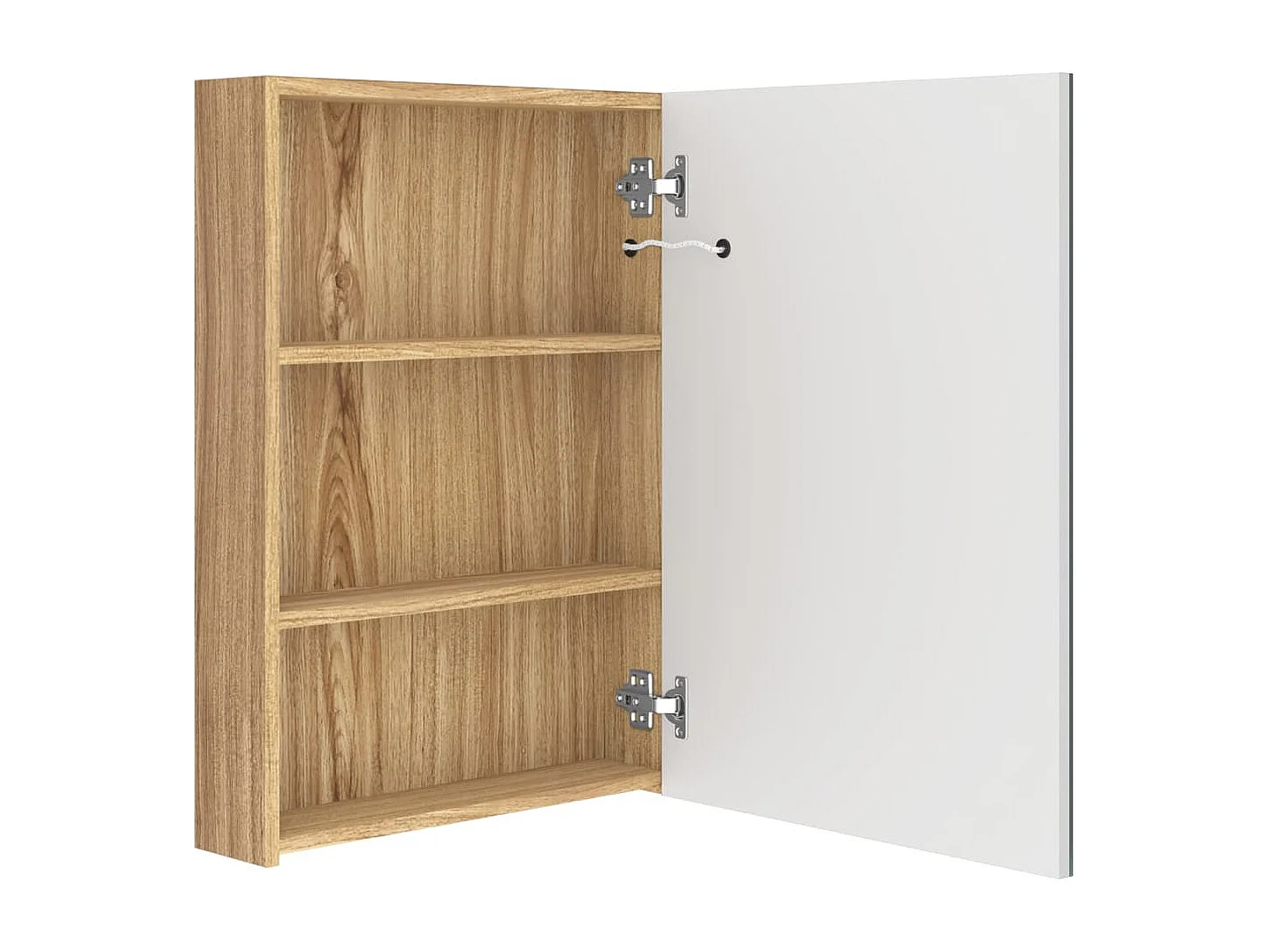 Armadietto Bagno con Specchio e LED Bianco e Rovere 50x13x70 cm