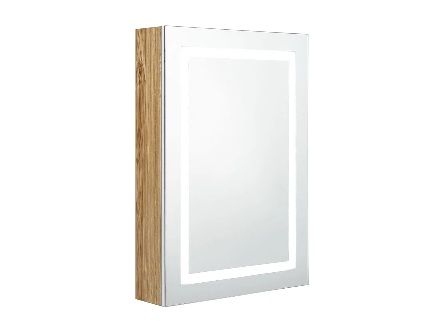 Armoire de salle de bain à miroir LED blanc et chêne 50x13x70cm