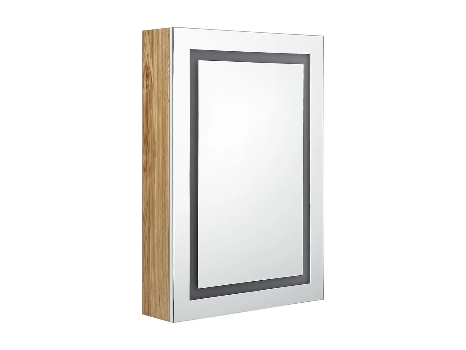 Armoire de salle de bain à miroir LED blanc et chêne 50x13x70cm