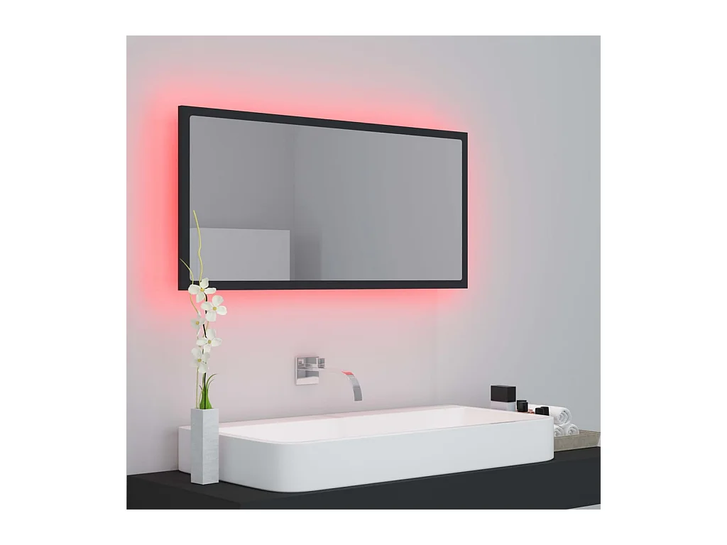 Miroir à LED de salle de bain Gris 90x8,5x37 cm Acrylique
