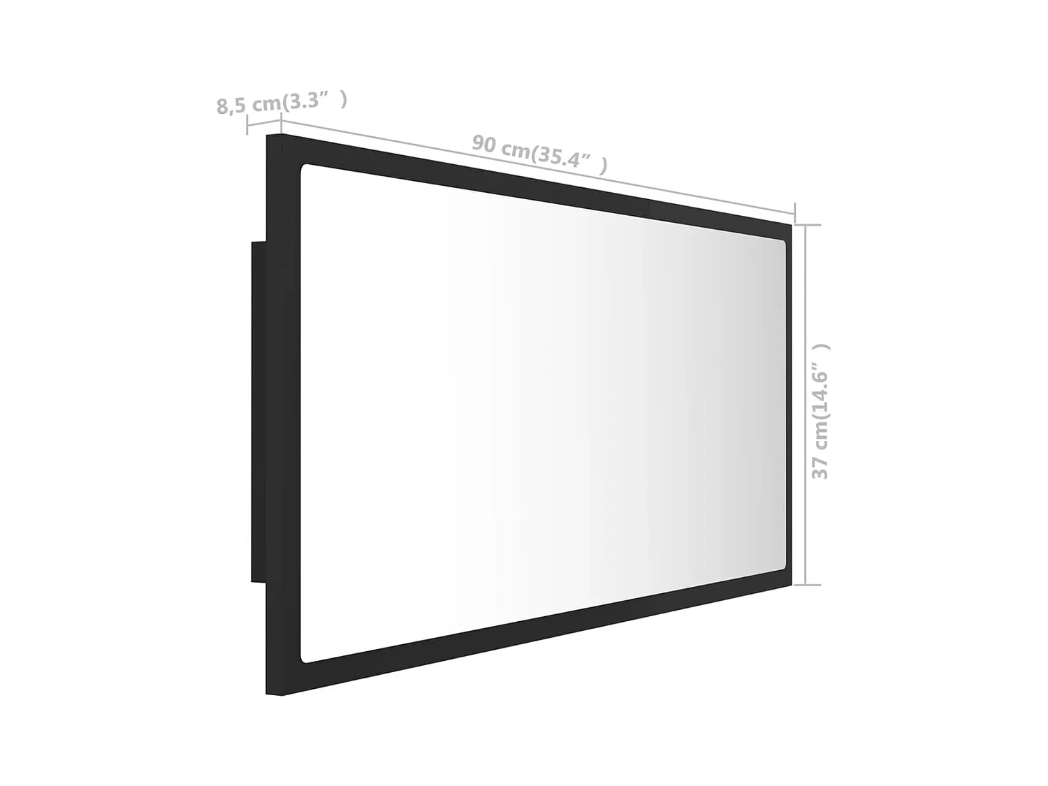 Miroir à LED de salle de bain Gris 90x8,5x37 cm Acrylique