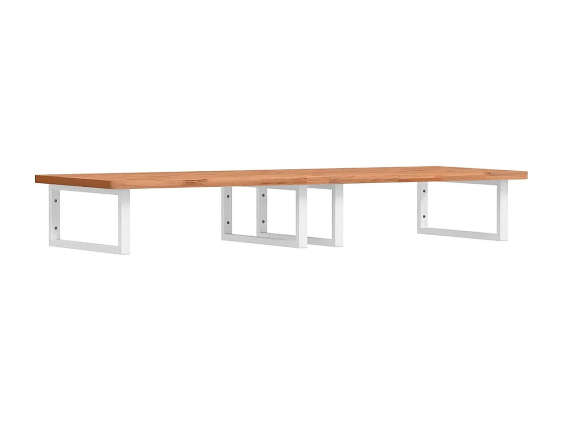 Waschbeckenregal Wandmontage Stahl und Massivholz Buche