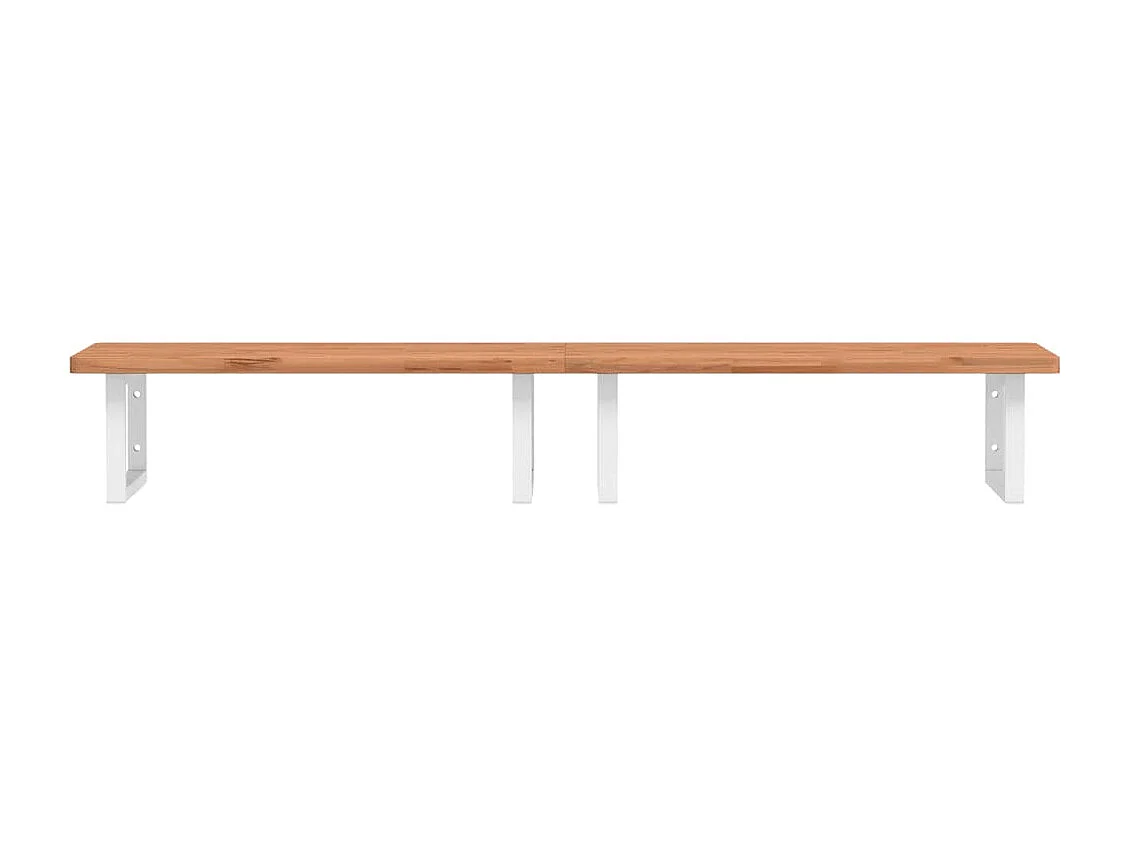 Waschbeckenregal Wandmontage Stahl und Massivholz Buche