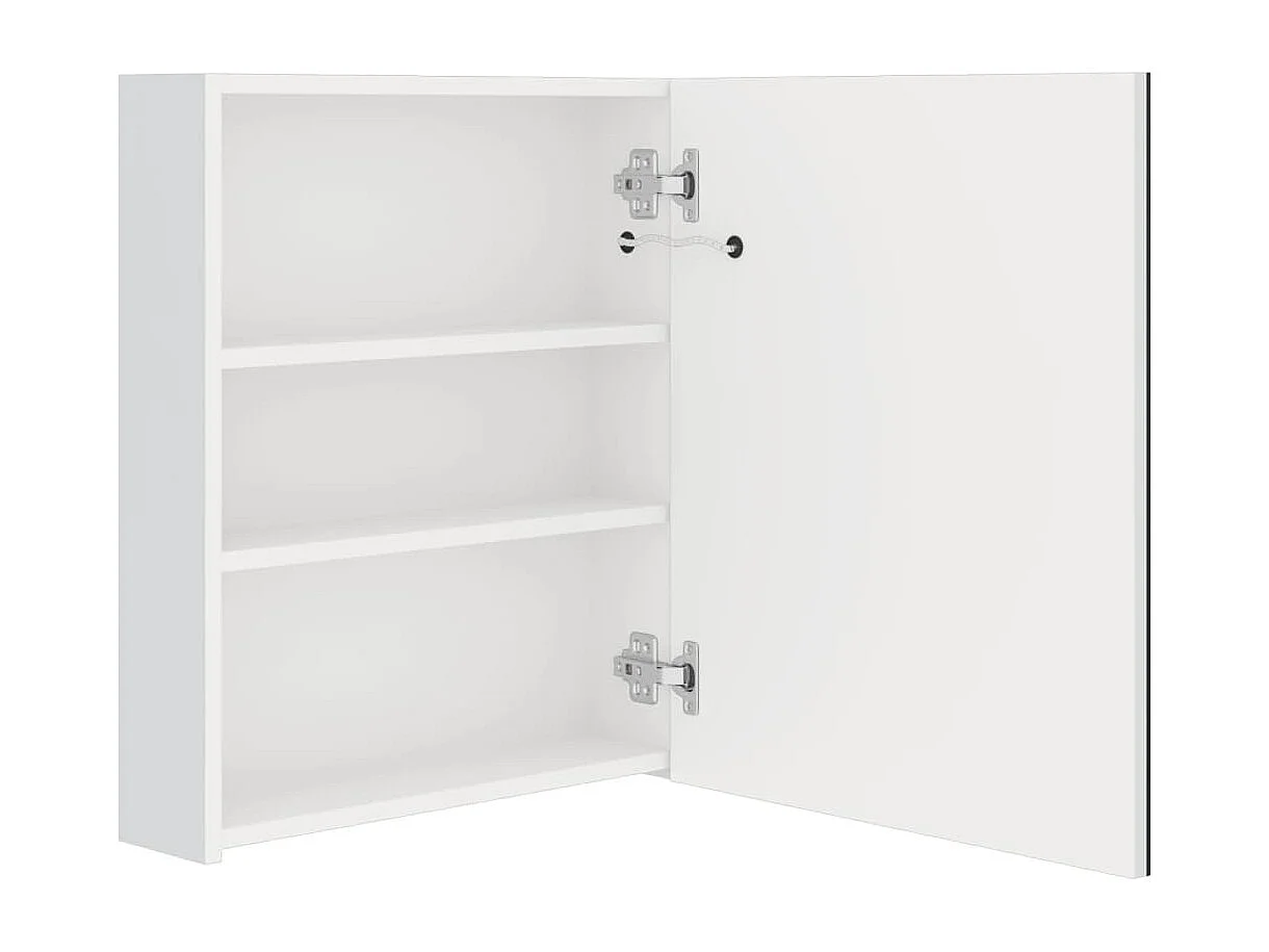 LED-Bad-Spiegelschrank Glänzendes Weiß 50x14x60 cm