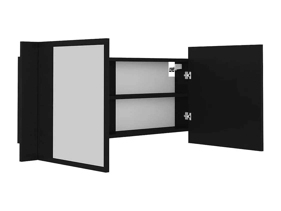 Armoire à miroir de salle de bain LED Noir 100x12x45 Acrylique