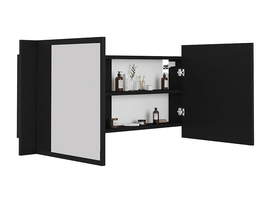 Armoire à miroir de salle de bain LED Noir 100x12x45 Acrylique