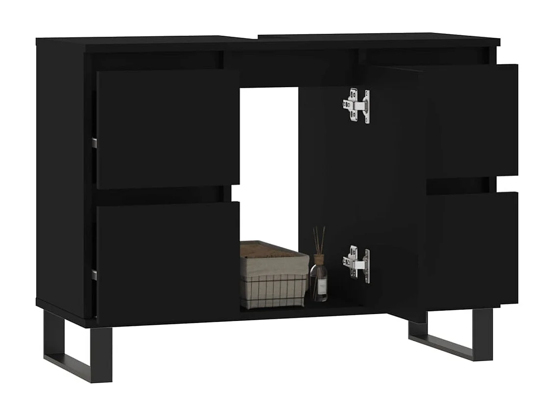 Armoire de salle de bain noir 80x33x60 cm bois d'ingénierie