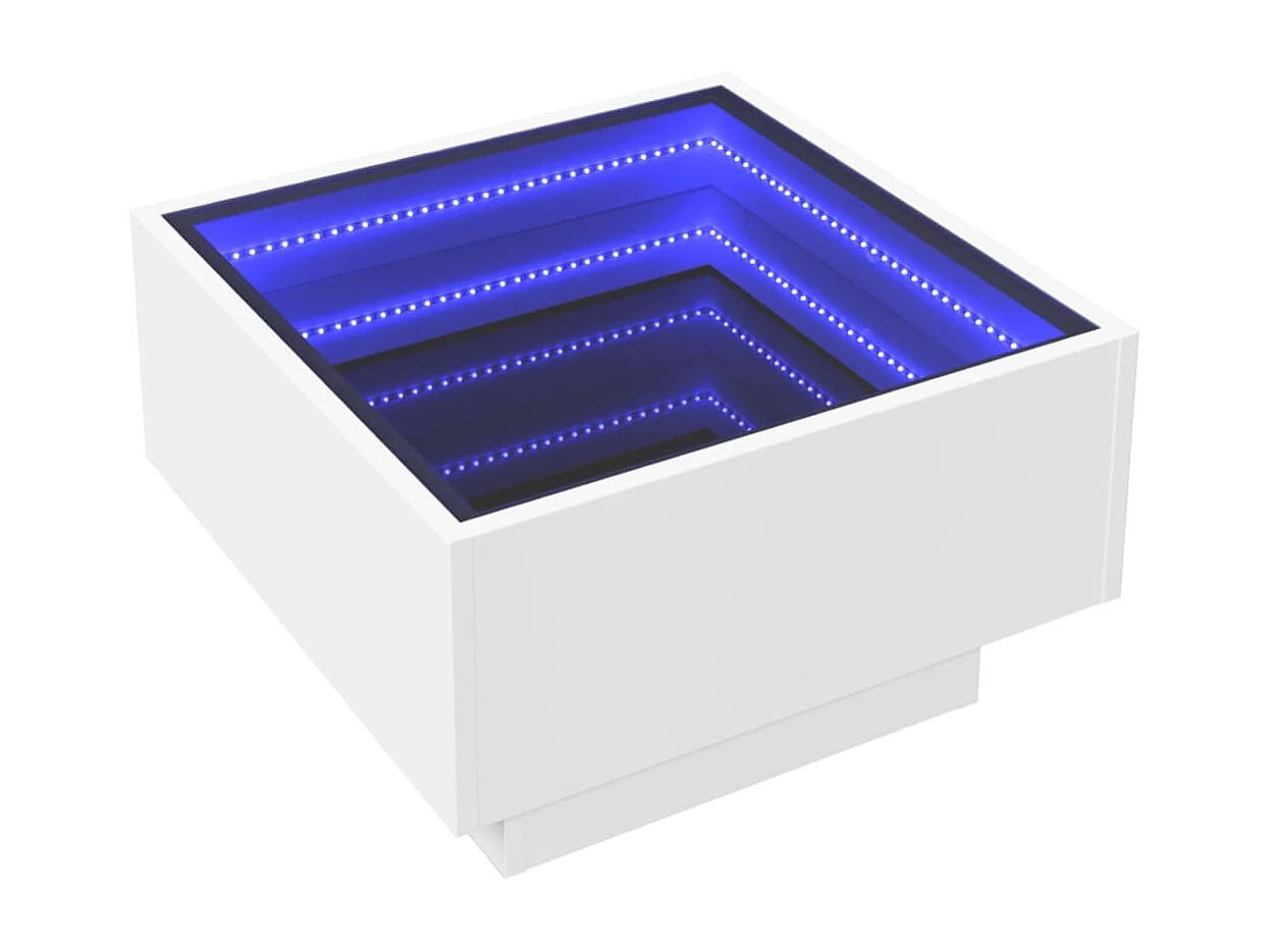 Table basse avec LED blanc 50x50x30 cm bois d'ingénierie