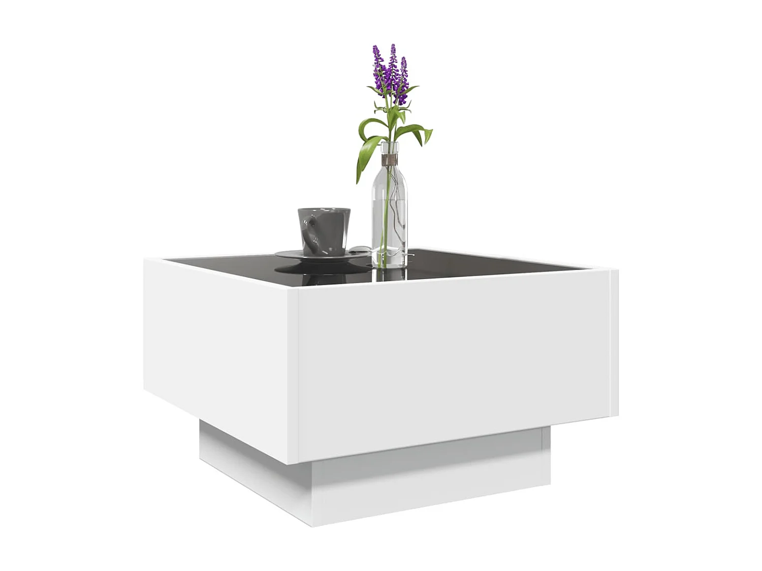 Table basse avec LED blanc 50x50x30 cm bois d'ingénierie