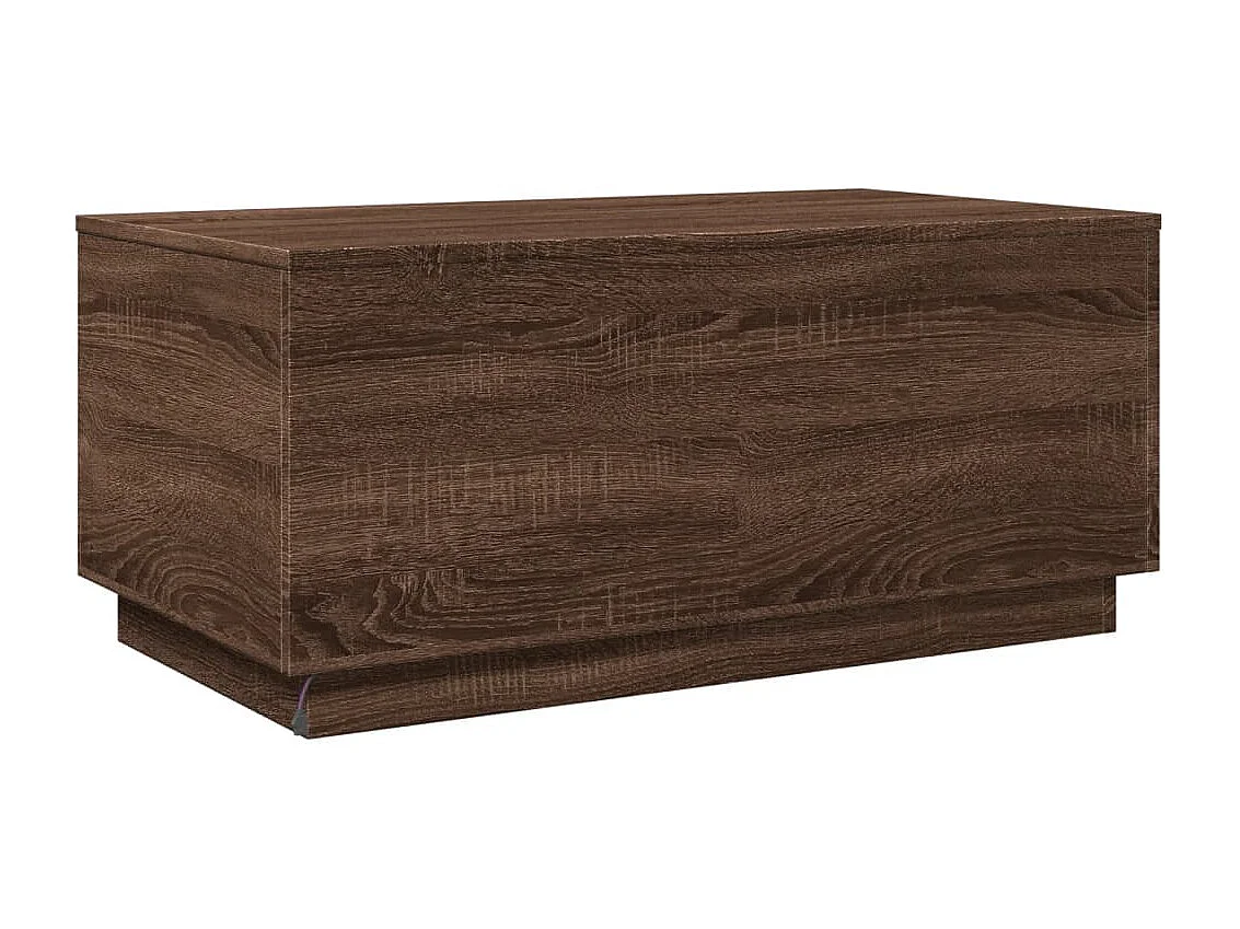 Tavolino da Soggiorno con Luci LED Rovere Marrone 90x50x40 cm