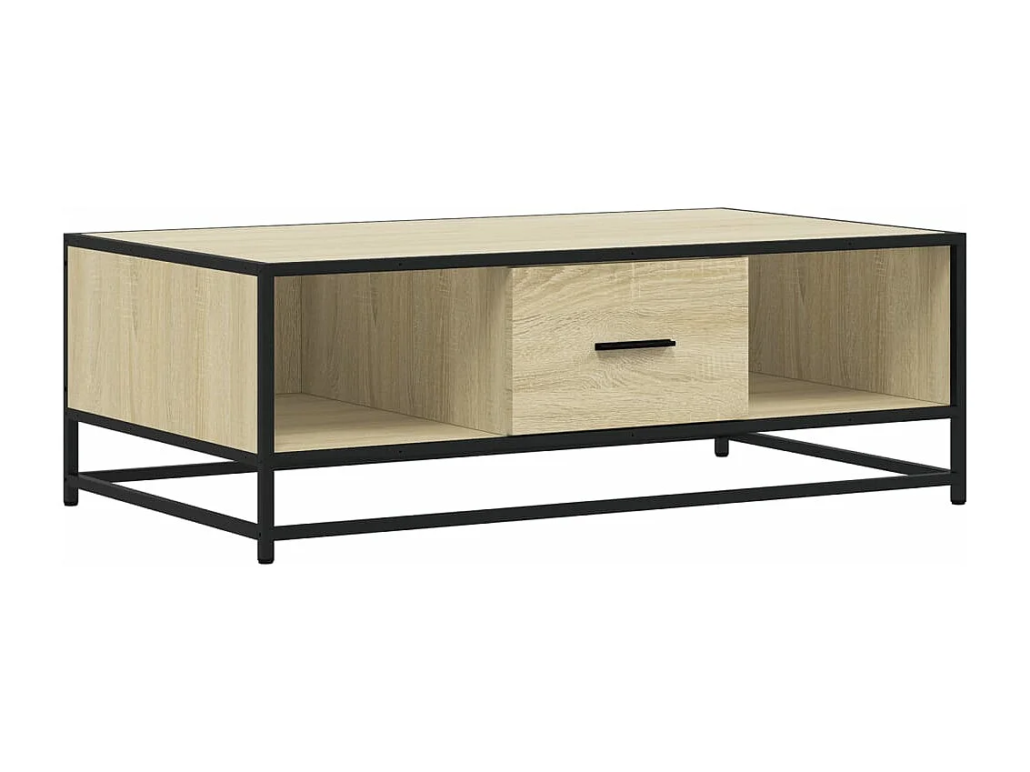 Tavolino Rovere Sonoma 100x57x35 cm Legno Multistrato Metallo