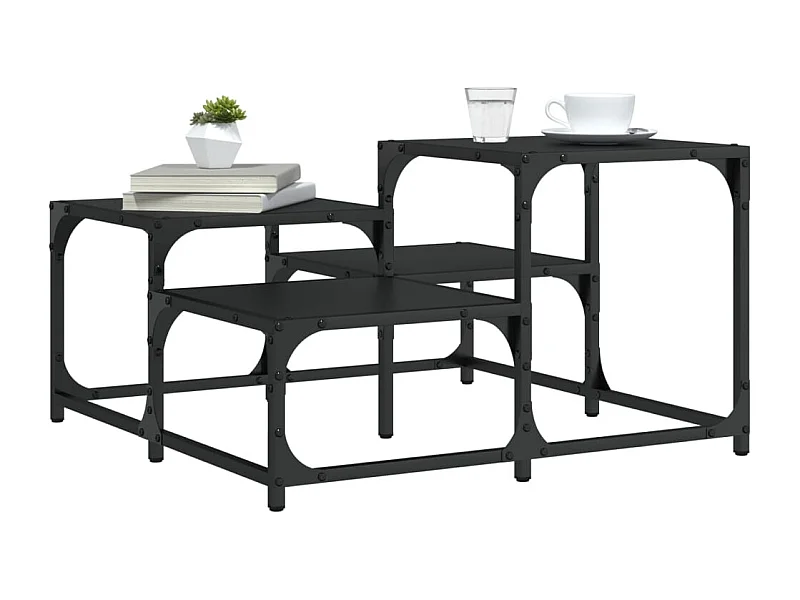 Table basse noir 68x68x40 cm bois d'ingénierie