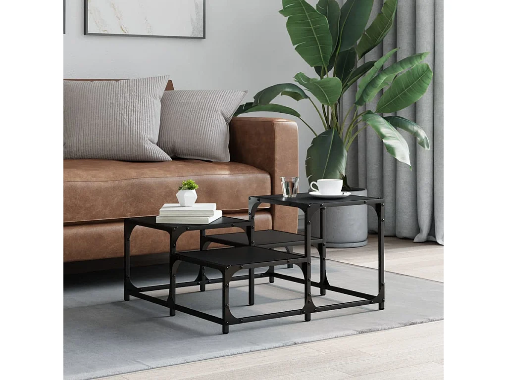 Salontafel 68x68x40 cm bewerkt hout zwart