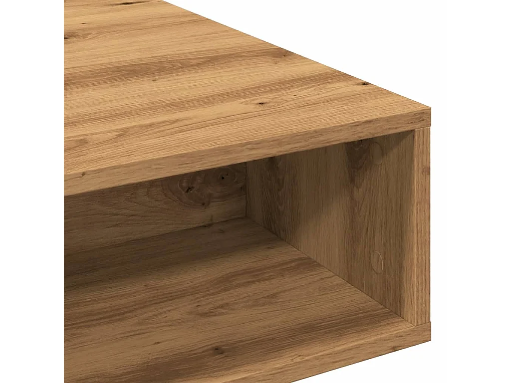 Table basse chêne artisanal 105x55x32 cm bois d'ingénierie