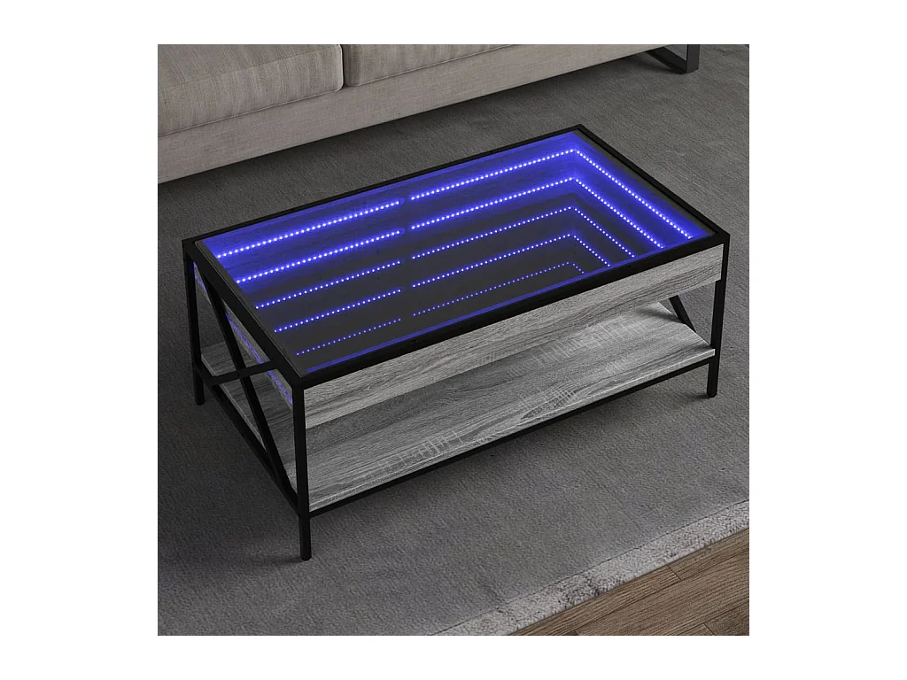 Couchtisch mit Infinity-LED Grau Sonoma 90x50x38 cm