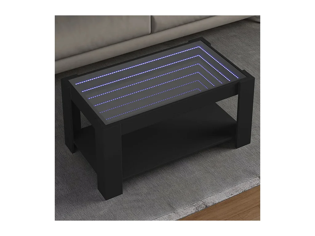 Table basse avec LED noir 93x53x45 cm bois d'ingénierie