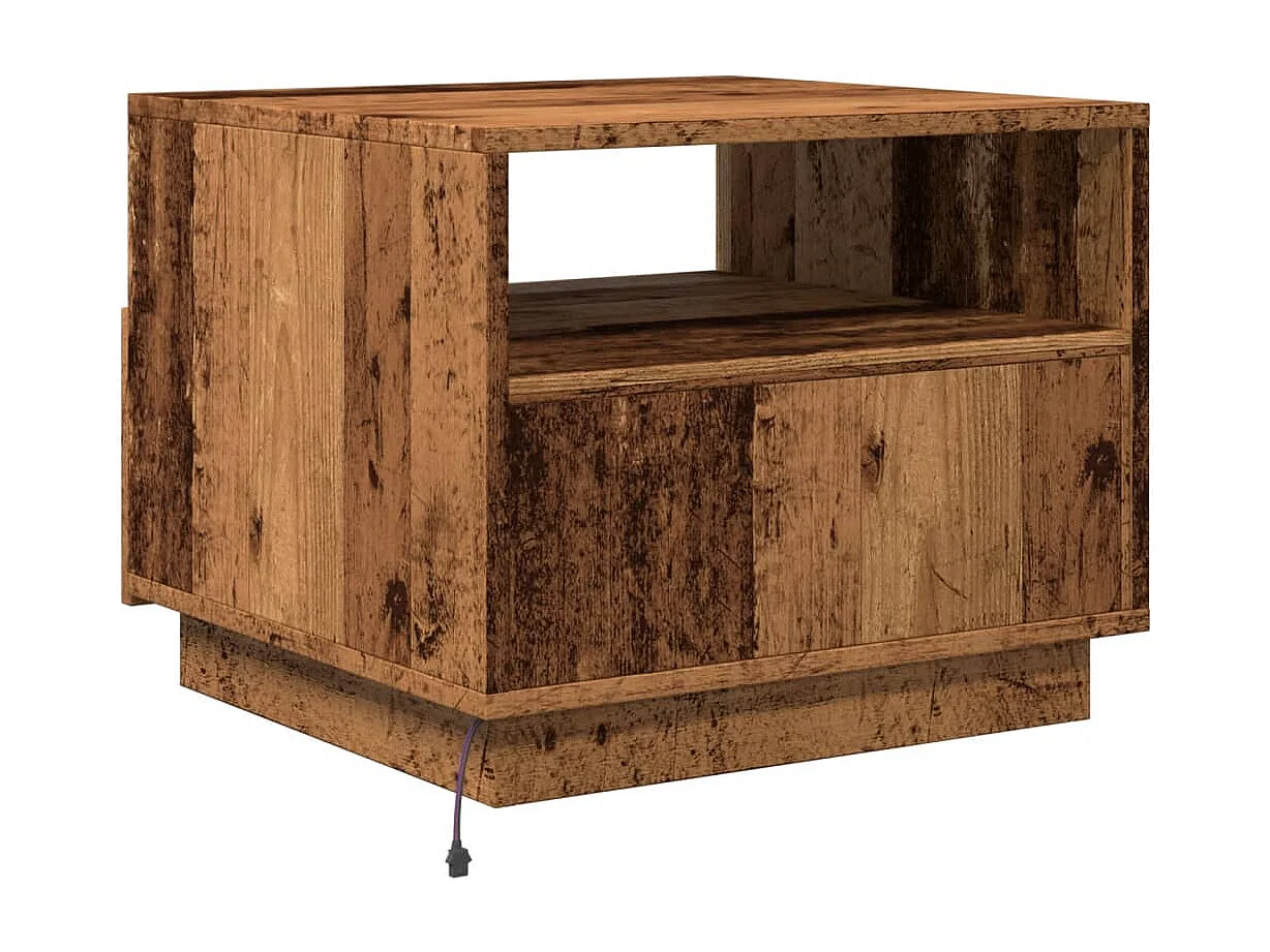 Tavolino da Salotto con Luci LED Legno Antico 50x49x40 cm
