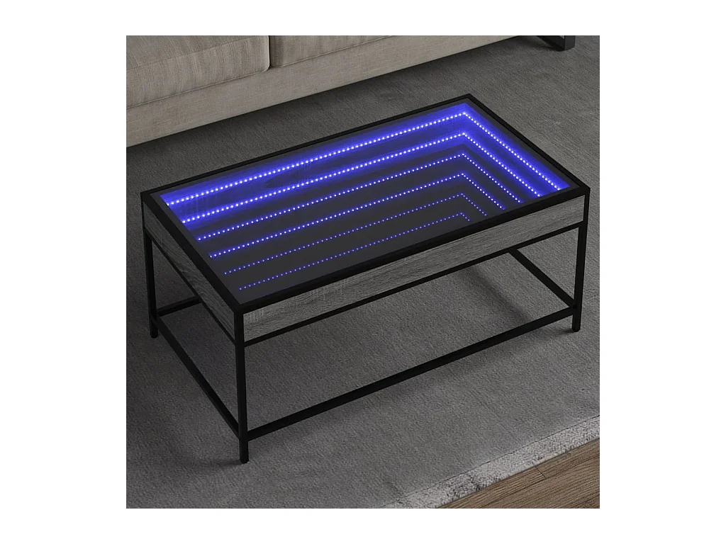 Couchtisch mit Infinity-LED Grau Sonoma 90x50x41 cm