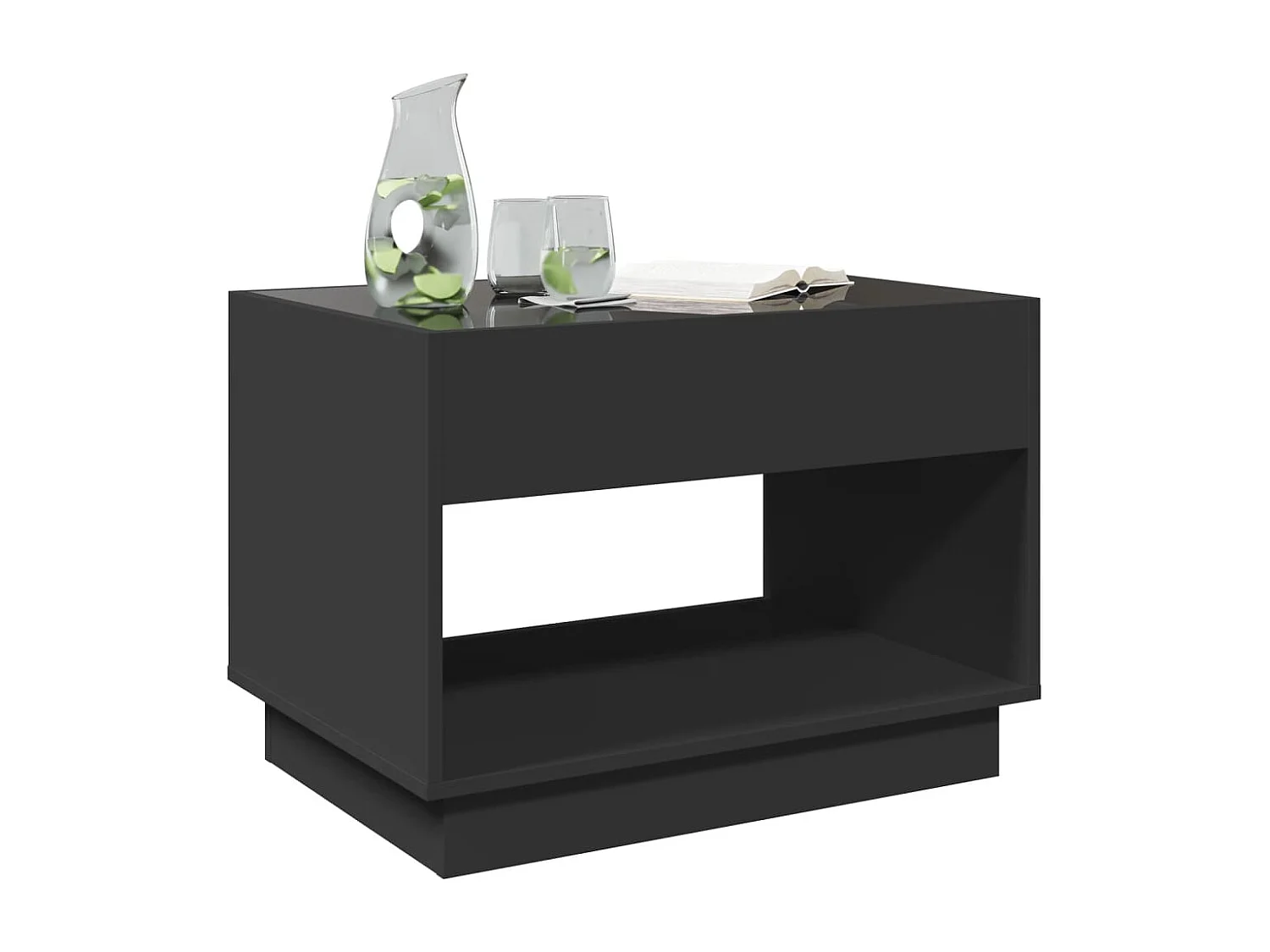 Table basse avec LED infini noir 70x50x50 cm