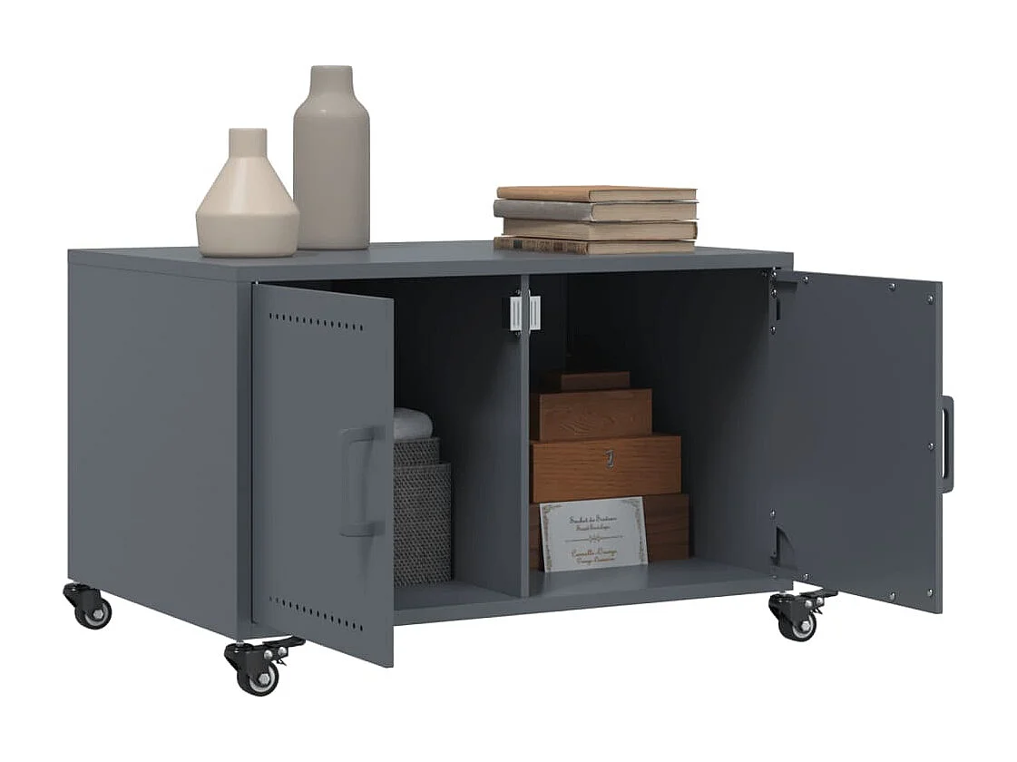 Tavolino da Salotto Antracite 68x50x43,5 cm in Acciaio