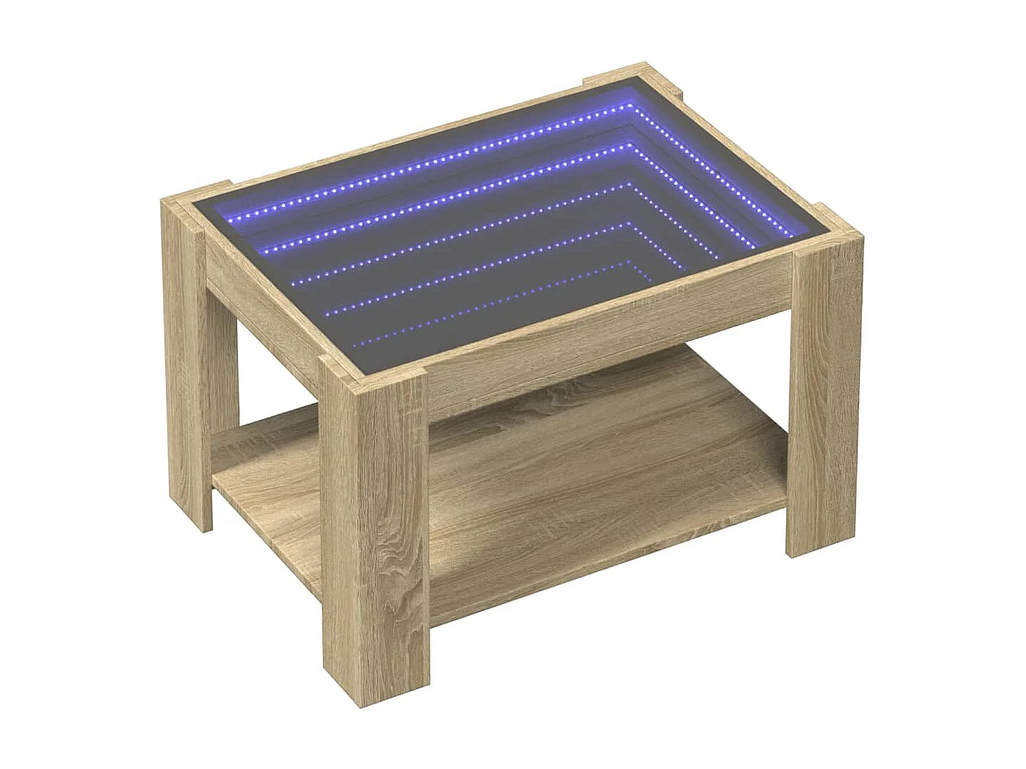 Tavolino Salotto con LED Rovere Sonoma 73x53x45 cm Multistrato