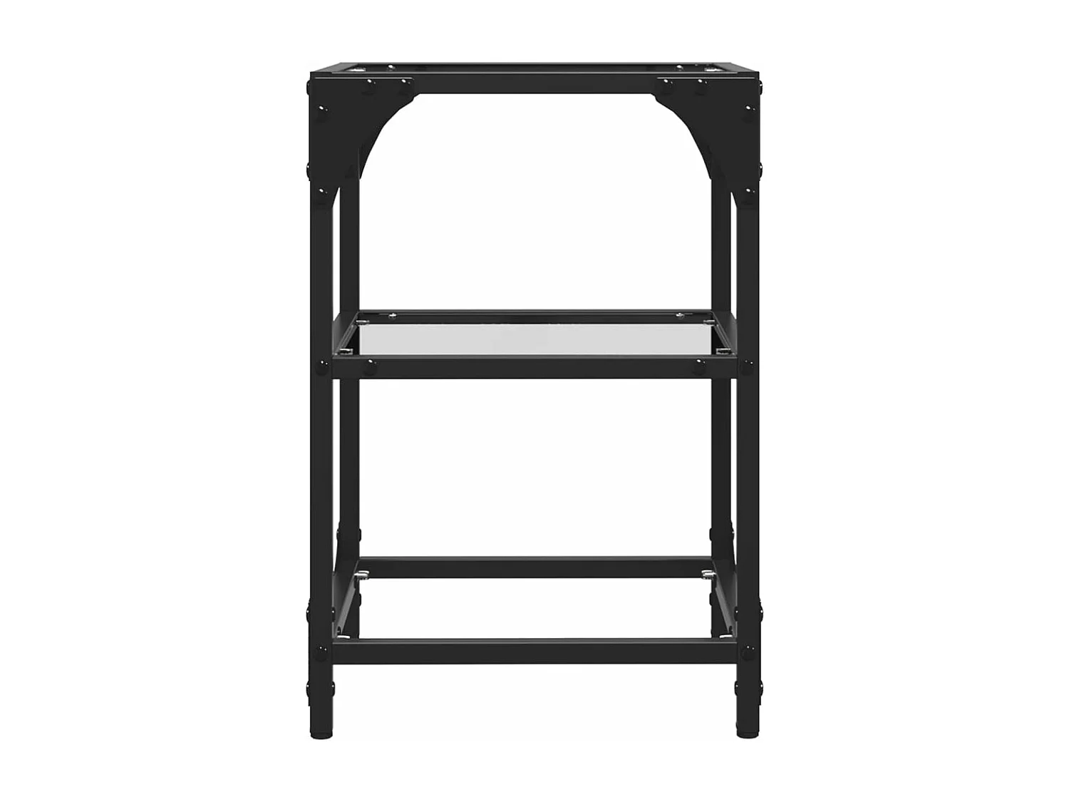 Mesa de centro c/ tampo em vidro transparente 30x30x45 cm aço