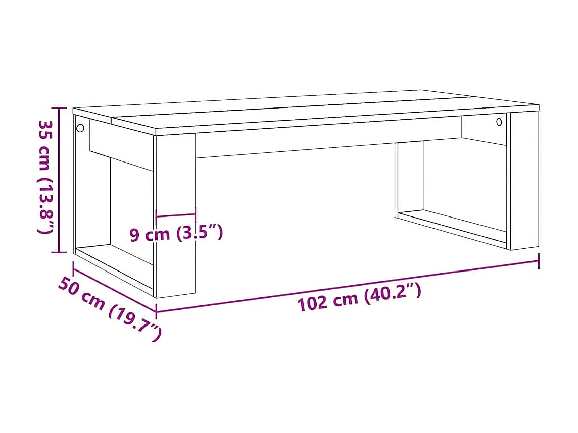 Tavolino da Salotto Legno Antico 102x50x35 cm in Truciolato