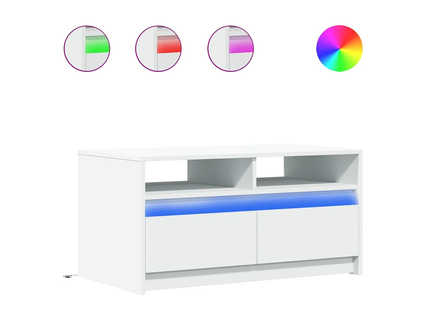 Salontafel met LED-verlichting bewerkt hout wit