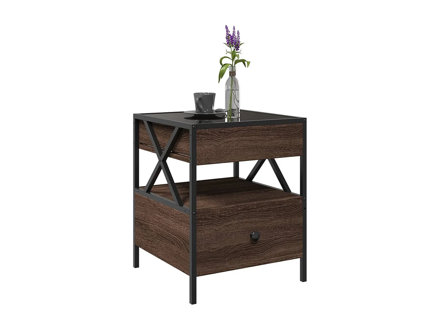 Mesa de centro luzes LED Infinity 40x40x51 cm carvalho castanho