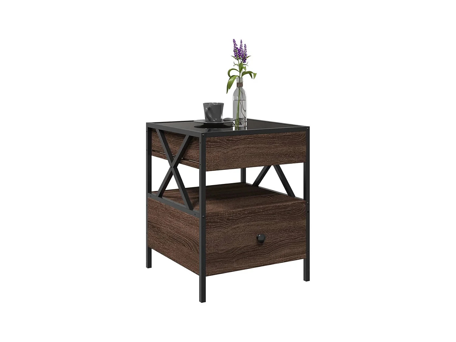 Couchtisch mit Infinity-LED Braun Eichen-Optik 40x40x51 cm