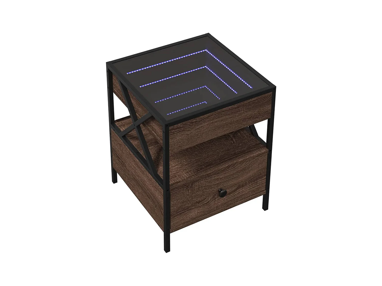 Couchtisch mit Infinity-LED Braun Eichen-Optik 40x40x51 cm