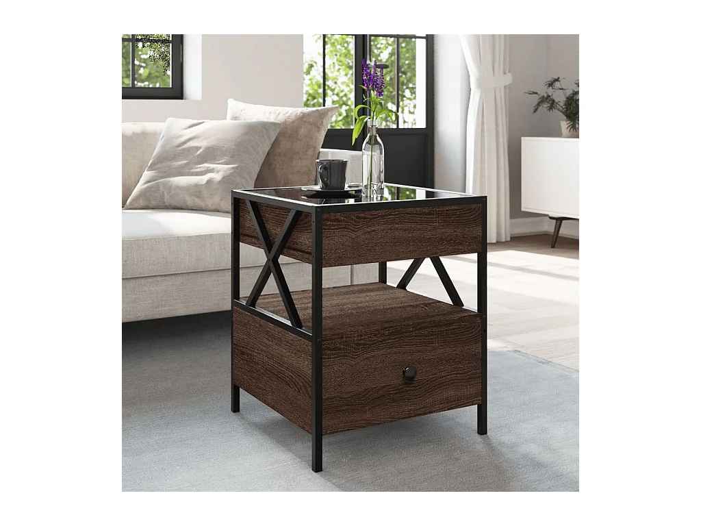 Couchtisch mit Infinity-LED Braun Eichen-Optik 40x40x51 cm