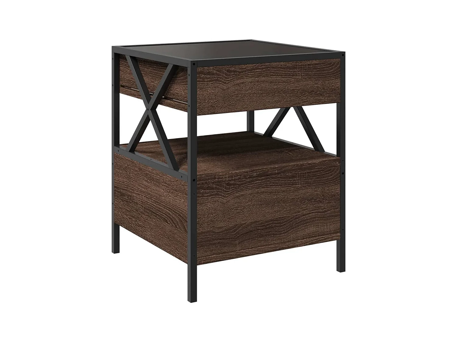 Couchtisch mit Infinity-LED Braun Eichen-Optik 40x40x51 cm