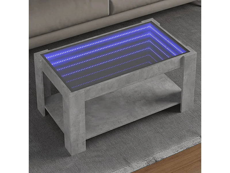 Table basse avec LED gris béton 93x53x45 cm bois d'ingénierie