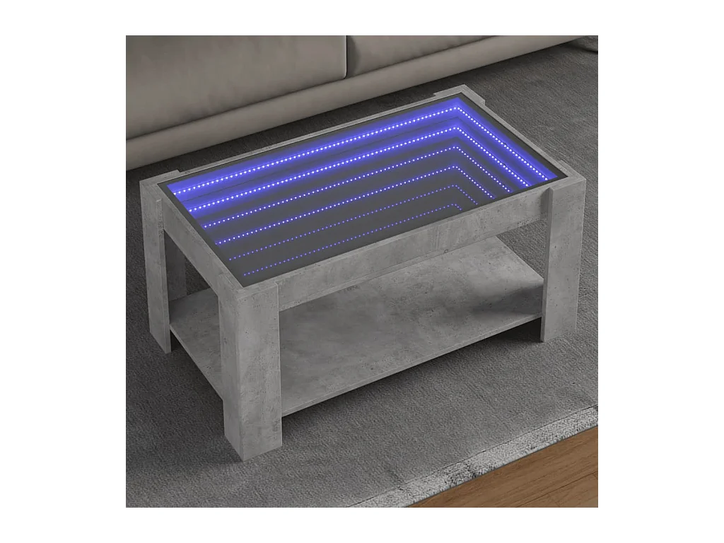 Table basse avec LED gris béton 93x53x45 cm bois d'ingénierie