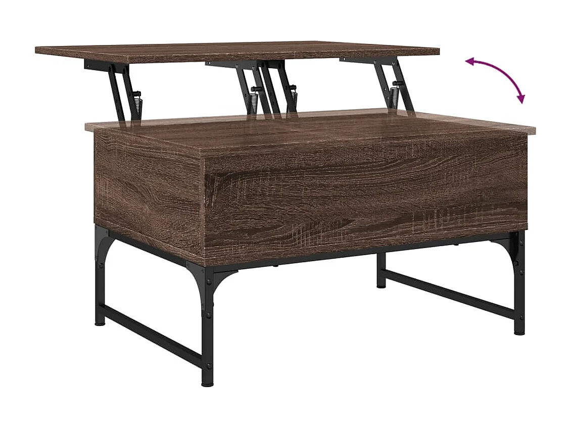 Tavolino Salotto Rovere Marrone 70x50x40cm Multistrato Metallo
