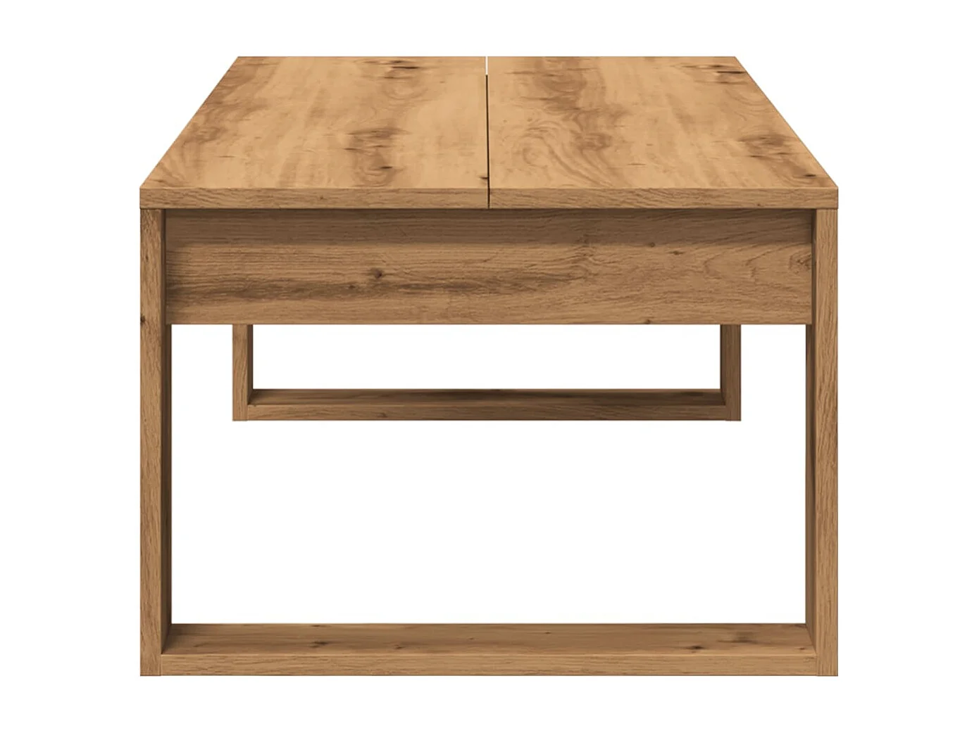 Table basse chêne artisanal 102x50x35 cm bois d'ingénierie