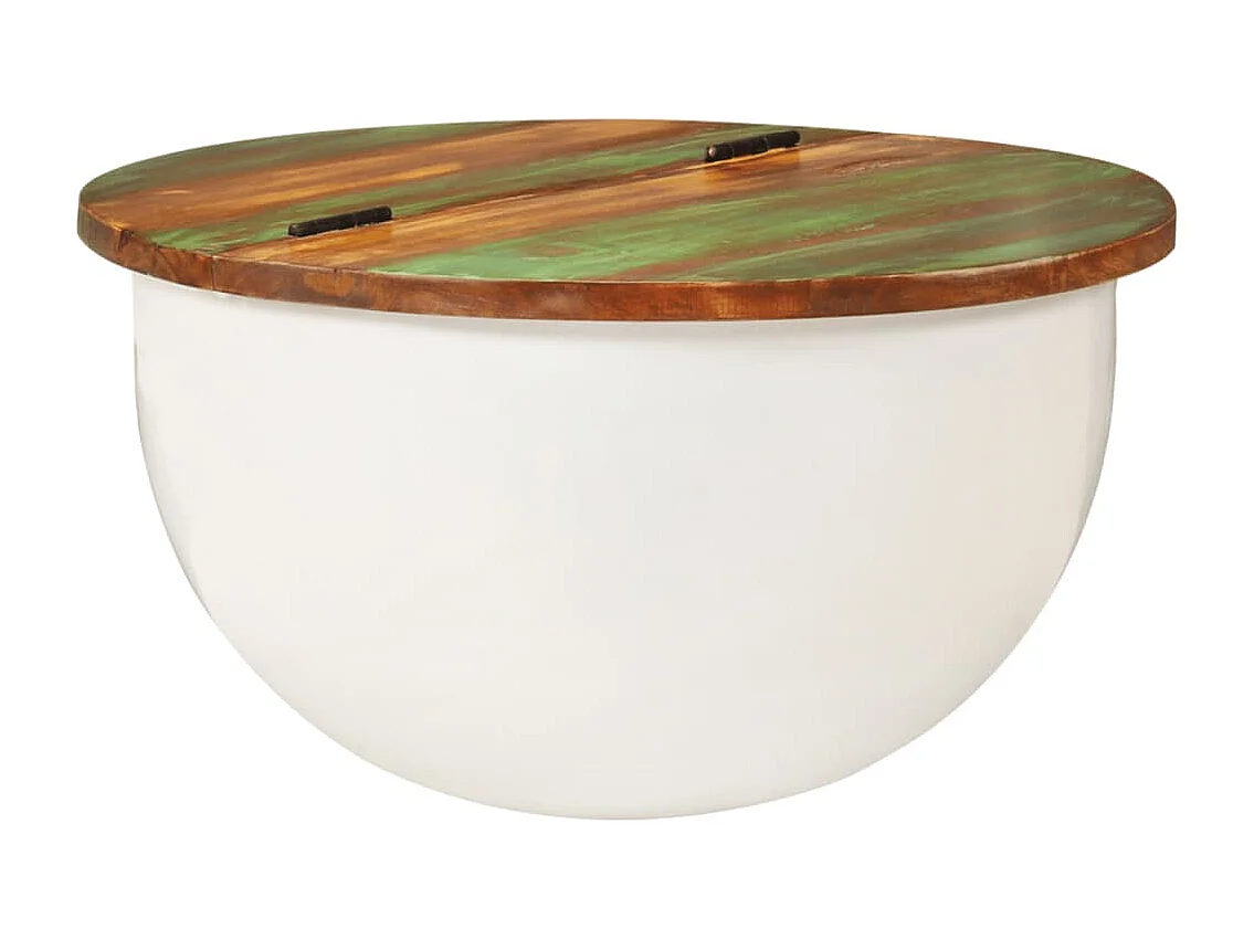 Table basse blanc 50x27 cm bois de récupération massif