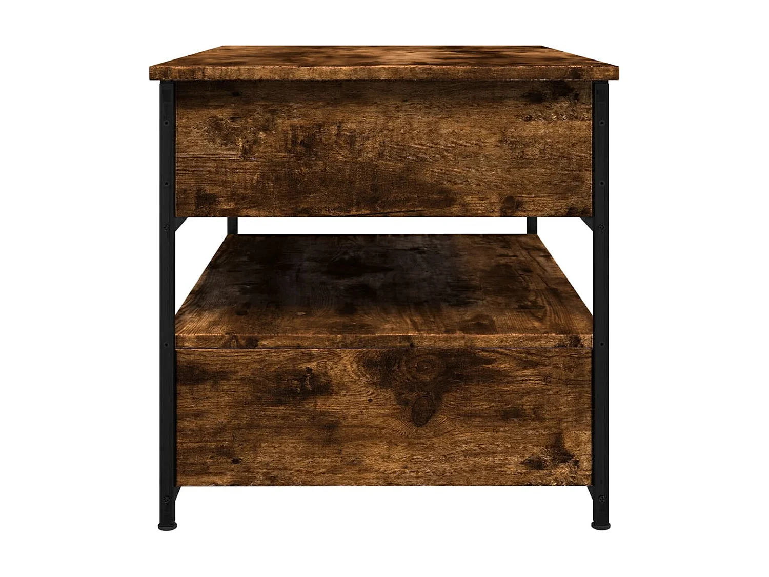 Mesa de centro madera ingeniería metal roble humo 70x50x50 cm