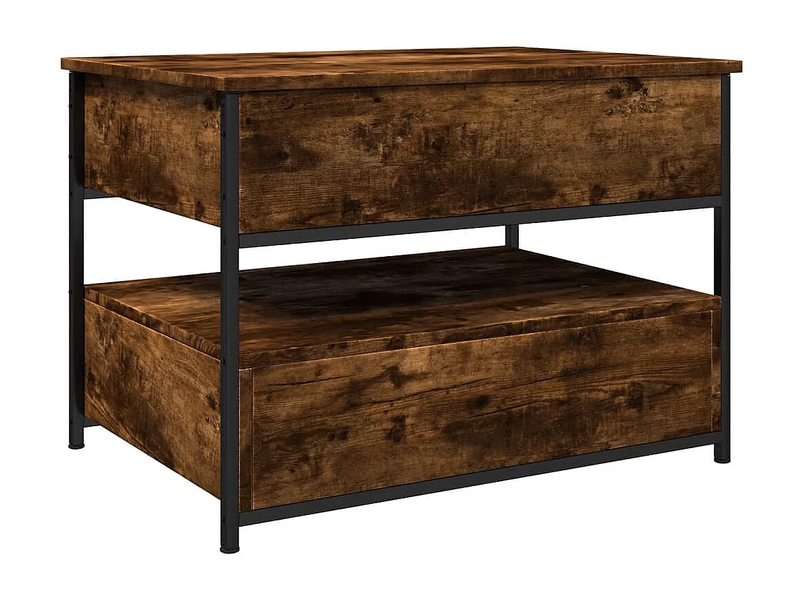 Mesa de centro madera ingeniería metal roble humo 70x50x50 cm