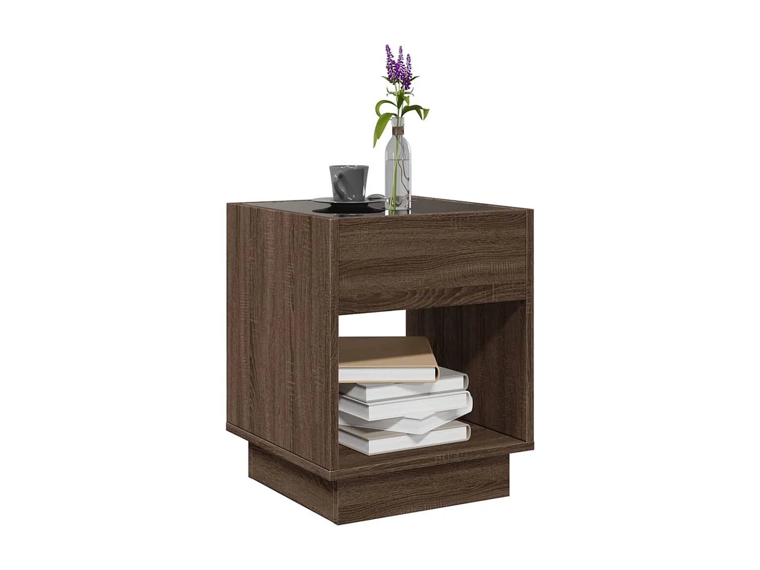 Mesa de centro luzes LED Infinity 40x40x50 cm carvalho castanho