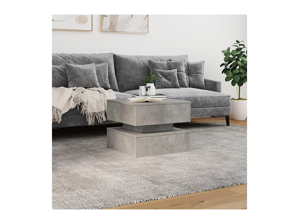 Table basse avec lumières LED gris béton 50x50x40 cm