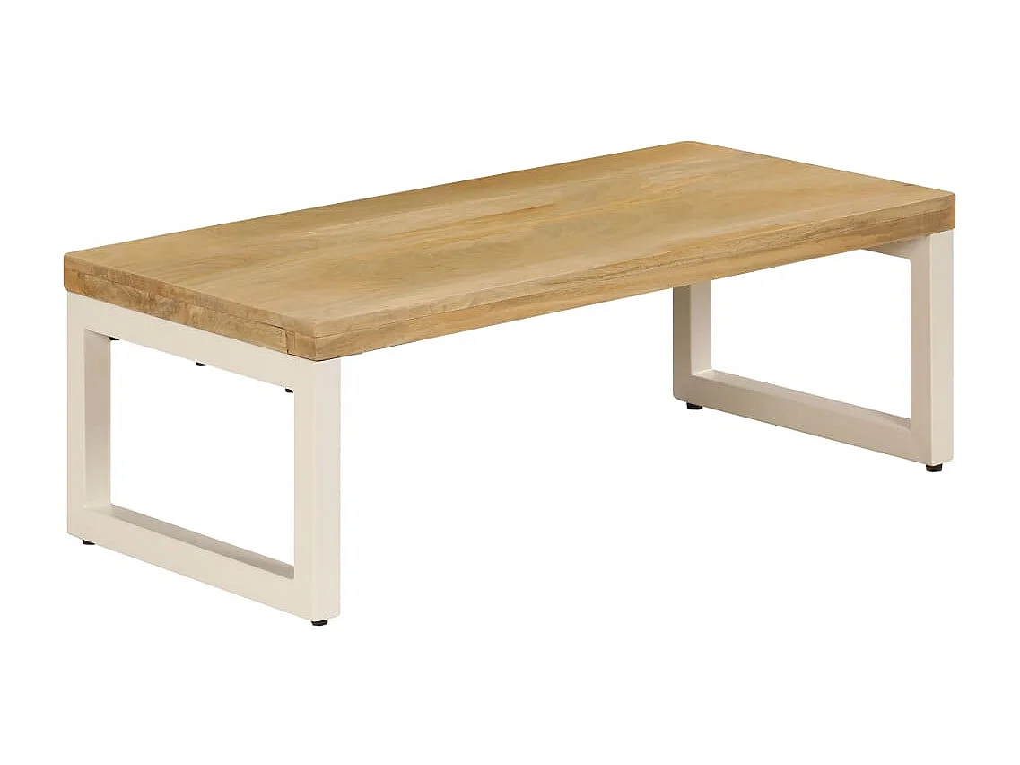 Tavolino da Salotto 100x50x35 cm Legno Massello Mango e Acciaio