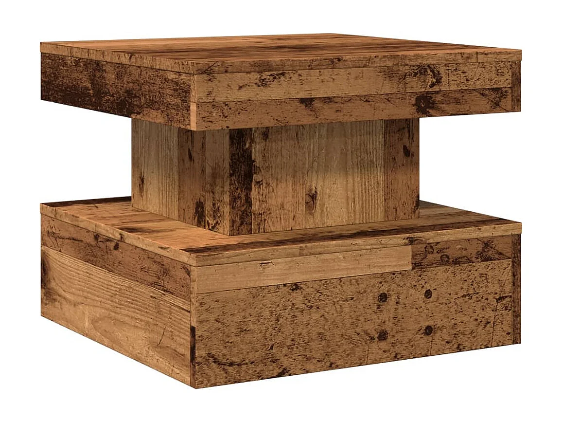 Couchtisch mit LED-Leuchten Altholz-Optik 50x50x40 cm